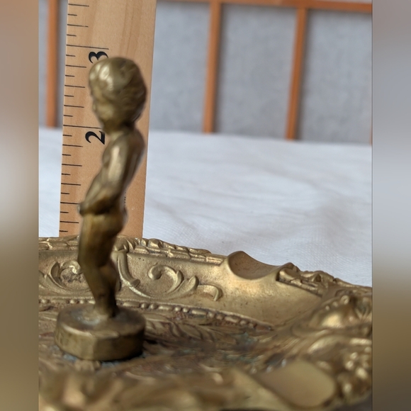Vintage 1920s 1930s Art Deco Ashtray | Bruxelles Belgium | Brass Boy Peeing - Picture 10 of 10